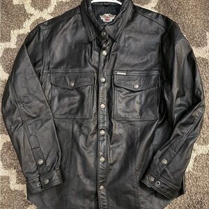 Vintage Men’s Harley Davidson Black Leather Jacket LARGE